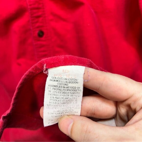 Woodrich Mens Long Sleeve Button Down Shirt Large Red Cotton Casual Pocket - Picture 3 of 12